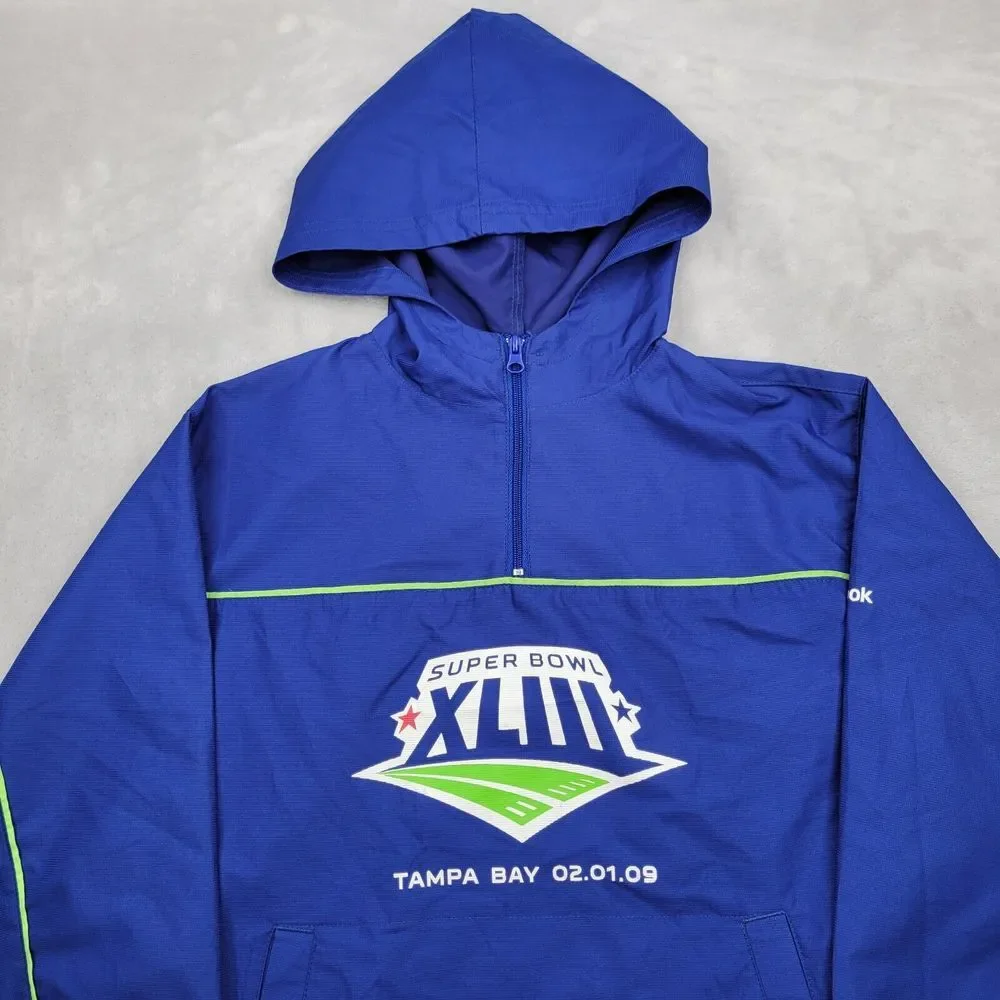 Reebok Jacket Boys‎ Large Windbreaker Rain Coat Hoodie Football Superbowl Tampa